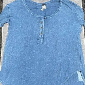 We the Free Free People Blue Henley T-Shirt, NWT